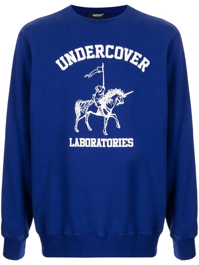 Undercover Horse-logo Cotton-jersey Sweatshirt In Blue