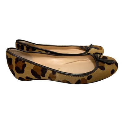 Pre-owned Christian Louboutin Faux Fur Ballet Flats In Multicolour