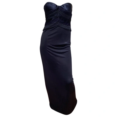 Pre-owned Versace Silk Maxi Dress In Navy