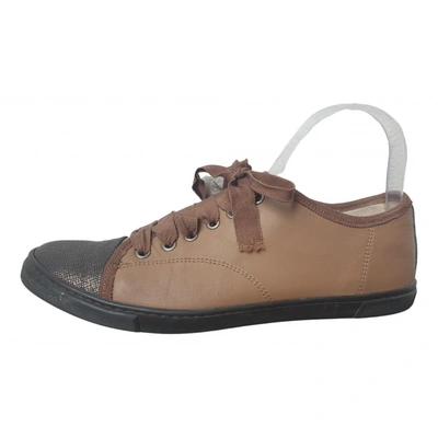 Pre-owned Lanvin Leather Trainers In Brown