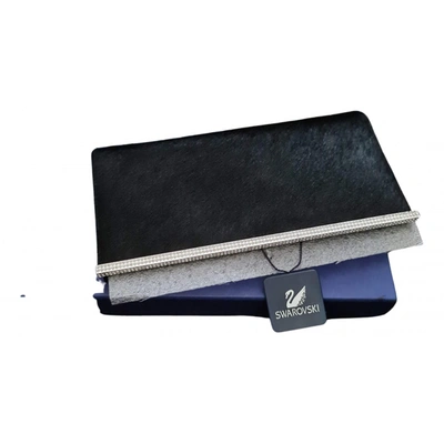 Pre-owned Swarovski Faux Fur Wallet In Black
