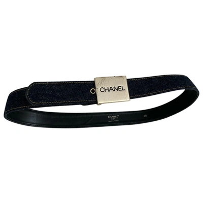 Pre-owned Chanel Cloth Belt In Navy