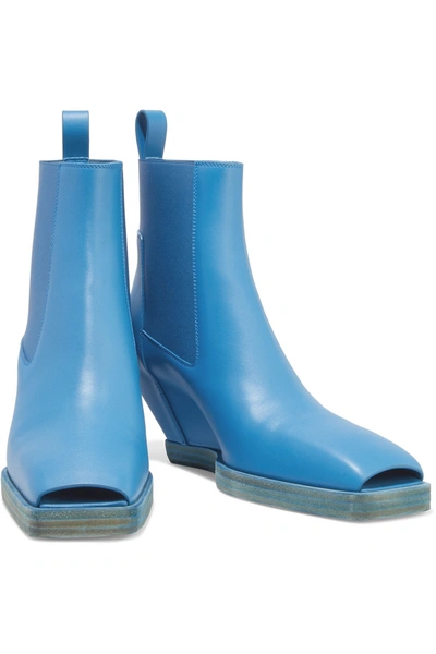 Rick Owens Leather Wedge Ankle Boots In Light Blue