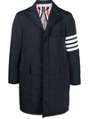 THOM BROWNE 4-BAR MOTIF PADDED TAILORED COAT