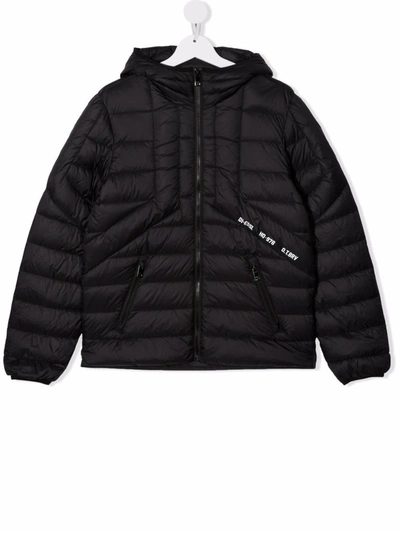 Diesel Teen Jdwain Hooded Puffer Jacket In Black