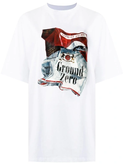 Ground Zero Crushed Cigarette-box T-shirt In 白色