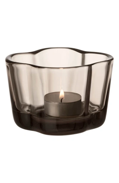Iittala Aalto Recycled Glass Tealight Candle Holder In Linen