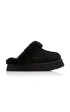 UGG DISQUETTE SHEEPSKIN-LINED SUEDE PLATFORM SLIPPERS