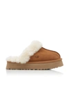 Ugg Disquette  Suede Leather Mules In Chestnut