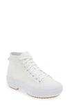 Adidas Originals White Nizza Trek Platform Sneakers In Ftwr White/ Gum 3/ Grey One