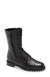 Manolo Blahnik Lugata Lace-up Leather Ankle Boots In Black