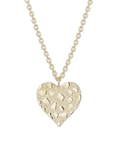 Sydney Evan 14k Yellow Gold Nugget Heart Pendant Necklace