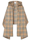 BURBERRY CHECKED SILK HOODED PONCHO,400014112414