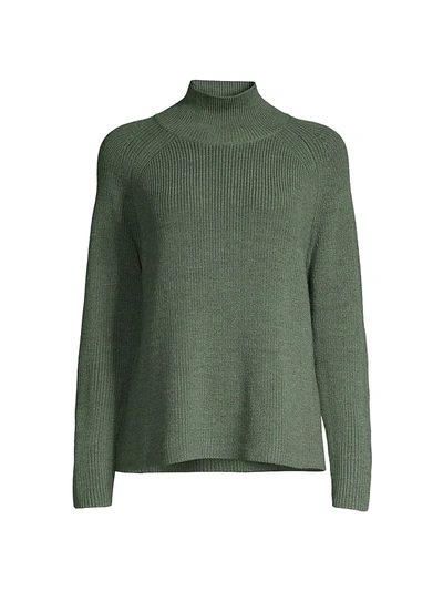 Eileen Fisher Merino Wool Mock Neck Raglan Sweater In Cyprs