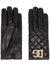 Dolce & Gabbana Dg Quilted Napa Swarovski Crystal Gloves In Black