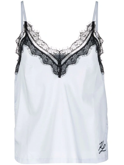 Karl Lagerfeld Lace Pyjama Singlet In 蓝色