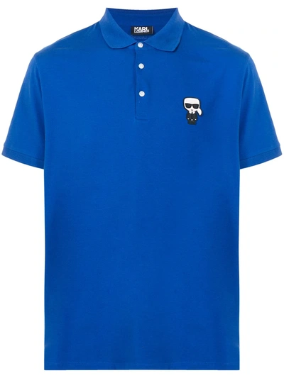 Karl Lagerfeld Embroidered-karl Polo Shirt In Blue