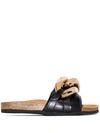 Jw Anderson Chain-link Detail Slip-on Sandals In 黑色