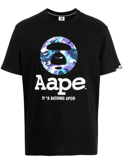 Aape By A Bathing Ape 图案印花t恤 In 黑色