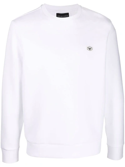 Emporio Armani Logo-patch Crew-neck Sweatshirt In 白色