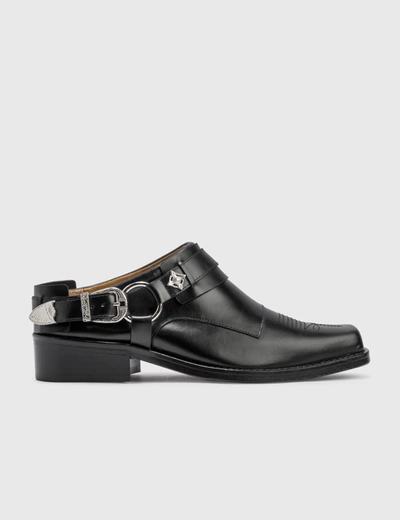 Toga Virilis Black Leather Slip-on Loafers