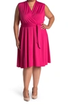 Love By Design Prescott Fit & Flare Belted Knee Length Dress In Bright Rose