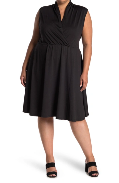 Love By Design Prescott Fit & Flare Belted Knee Length Dress In Black