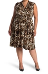 Love By Design Prescott Fit & Flare Belted Knee Length Dress In Leopard