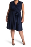 Love By Design Prescott Fit & Flare Belted Knee Length Dress In Navy