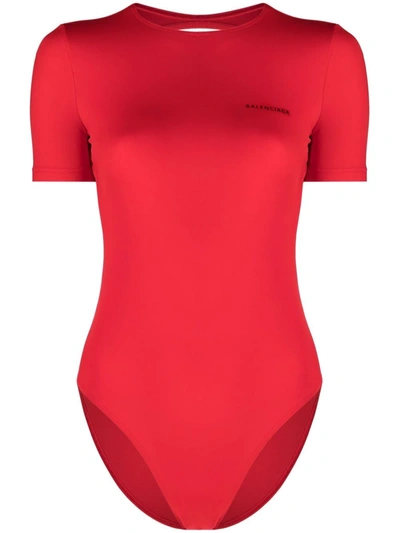 Balenciaga Open Back Lycra One Piece Swimsuit In Flame