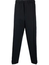 Jil Sander Elasticated-waistband Tapered Trousers In Blau