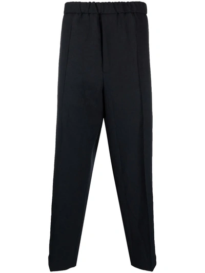 Jil Sander Straight Leg Cotton Trousers In Blau