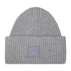 Acne Studios Pansy Face Patch Wool Beanie Hat In Grey