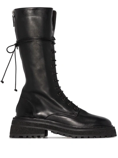 Marsèll Black Carro 28 Leather Boots In 666 Black