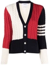Thom Browne 4-bar Colorblock Wool Cardigan In Rot