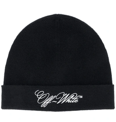 Off-white Embroidered Logo Beanie In Black