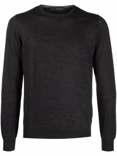 Tagliatore Crew Neck Wool Sweater In Black
