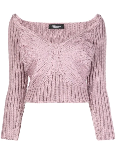 BLUMARINE PLUNGING V-NECK BUTTERFLY TOP 