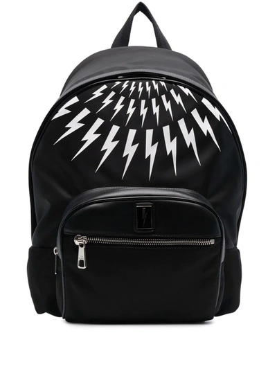 Neil Barrett Thunderbolt Print Backpack In Schwarz