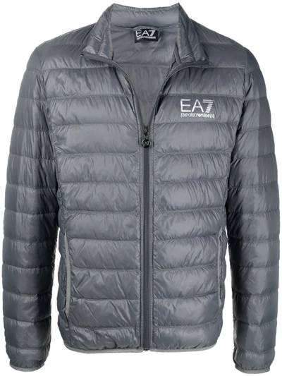 Ea7 Logo Padded Jacket In Grey