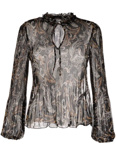Liu •jo Paisley-print Semi-sheer Blouse In Schwarz