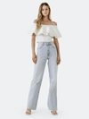 Endless Rose One-shoulder Ruffle Rib Knit Top In White