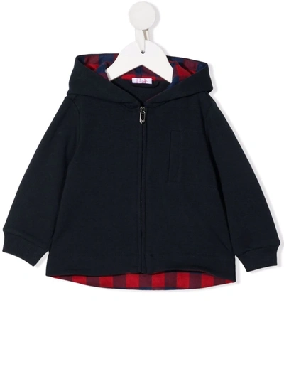 Il Gufo Babies' Checked Lining Hooded Jacket In Blue