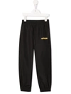 Off-white Black And Yellow Kids Script Logo Technical Joggers In Black