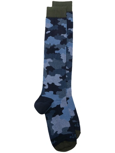 Altea Camouflage Patterned Ankle Socks In Blue