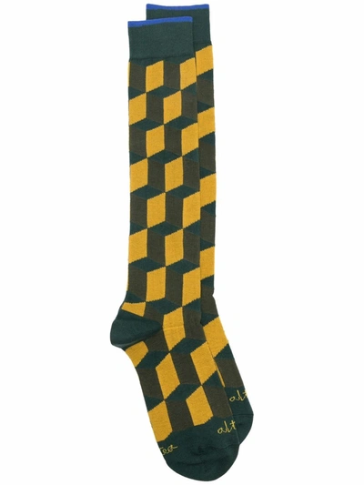Altea Geometric Pattern Ankle Socks In Green