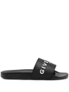 Givenchy Men Black Logo Slides In Black