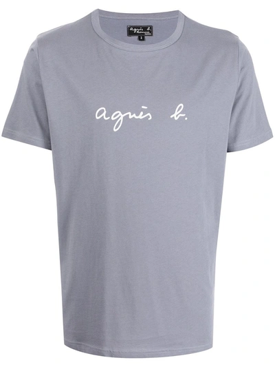Agnès B. Signature Logo-print Cotton T-shirt In Grey