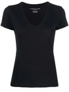Majestic Soft Touch Short-sleeve V-neck Top In Black