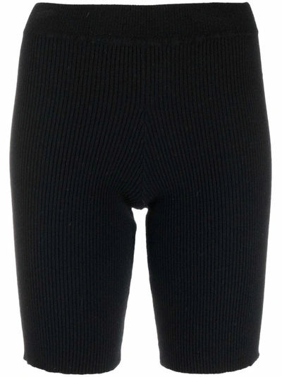 Ami Amalia High-waisted Ribbed-knit Cycle Shorts In Black